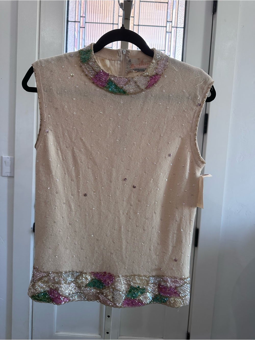 Vintage 1960s Marchessa Hand-Beaded & Sequin Cocktail Sweater